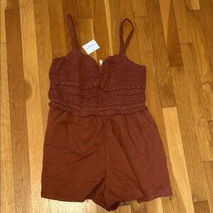 Rust Brown Sleeveless Romper